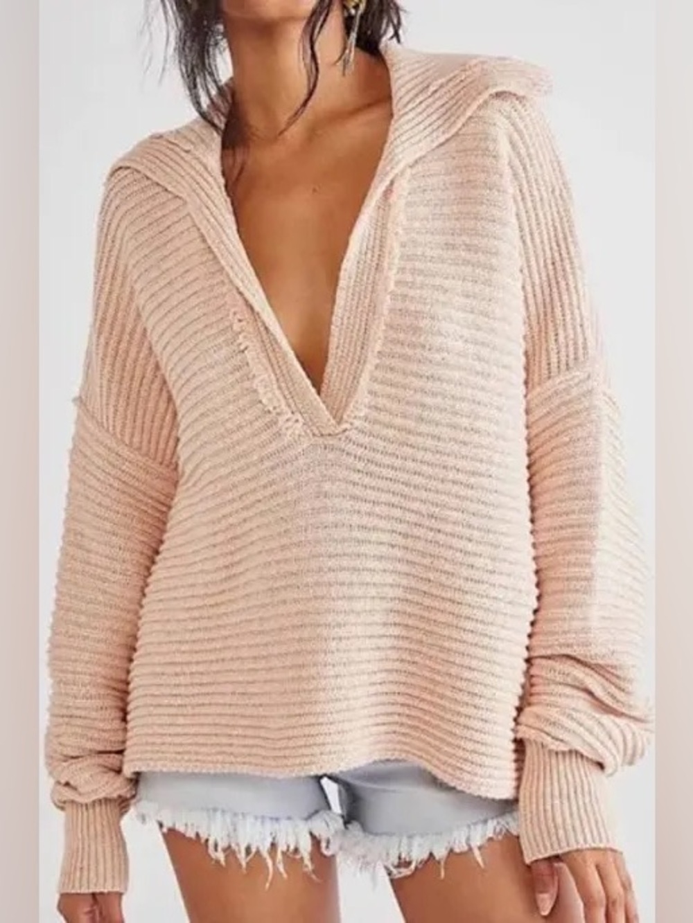 Free People Marlie pullover Soft V-Neck Knit Sweater XS